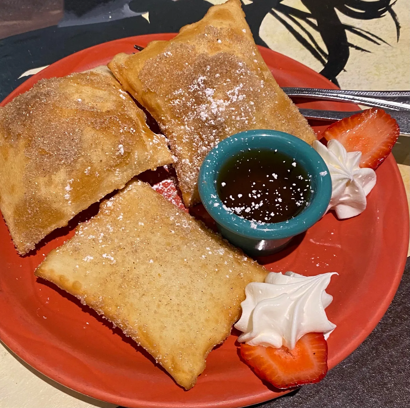 Golden empanadas with salsa